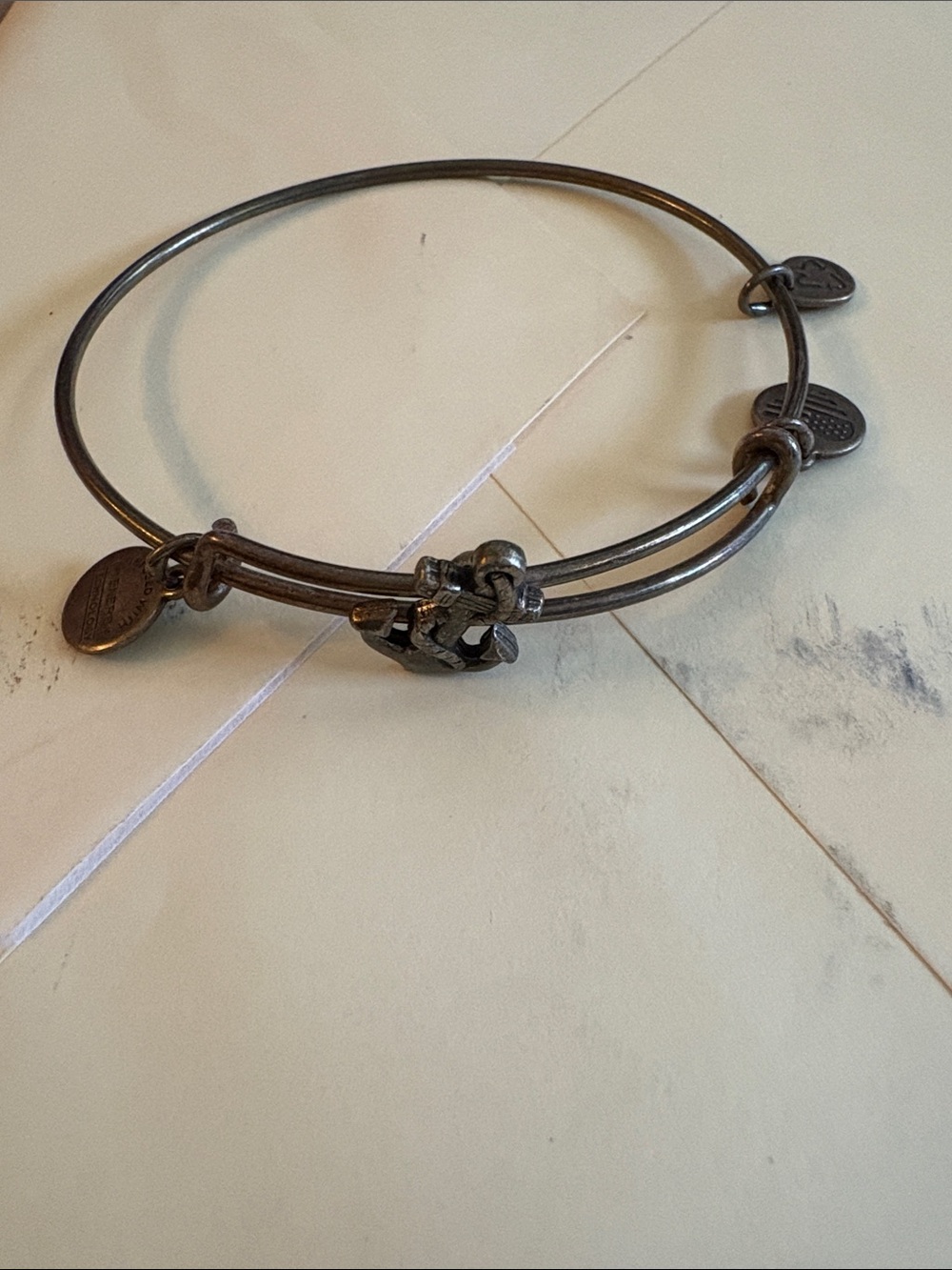 Alex and Ani Black Anchor Stackable Bangle Bracelet